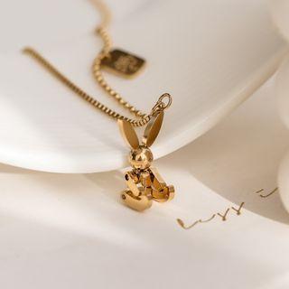 Rabbit Pendant Stainless Steel Necklace Necklace - Rabbit - Gold - One Size