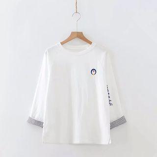Long-sleeve Embroidered T-shirt White - One Size