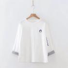Long-sleeve Embroidered T-shirt White - One Size