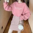 Lettering Pullover / Mini A-line Plaid Skirt