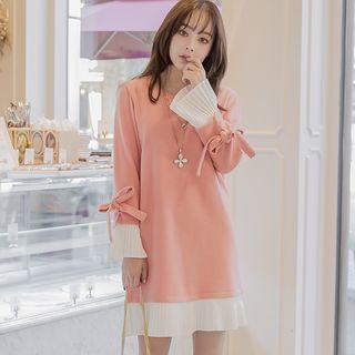Panel-trim Bow-accent Pullover Dress