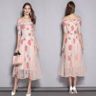 Off-shoulder Floral Lace Cocktail Dress