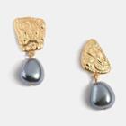 Non-matching Irregular Faux Pearl Dangle Earring 1 Pair - As Shown In Figure - One Size