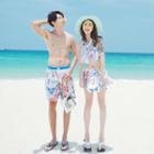 Couple Matching Set: Printed Tankini + Swim Skirt / Swim Shorts