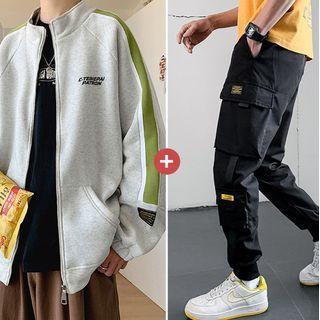 Set: Lettering Zip Jacket + Cargo Pants