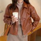 Cropped Long-sleeve Jacket Coffee - One Size