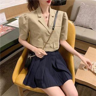 Puff-sleeve Shirt / A-line Mini Pleated Skorts