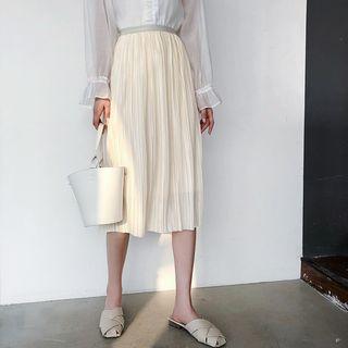 Accordion Pleat Midi Skirt Almond - One Size