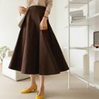 Basic Paneled Long Flare Skirt