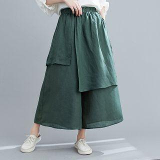 Cropped Irregular Wide-leg Pants Green - One Size