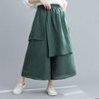 Cropped Irregular Wide-leg Pants Green - One Size
