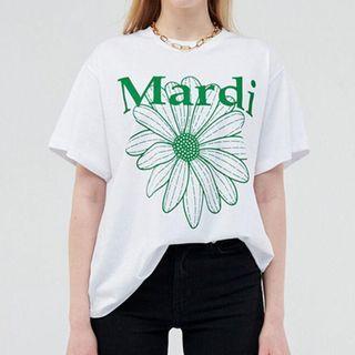 Oversize Short-sleeve Lettering Printed T-shirt White - One Size