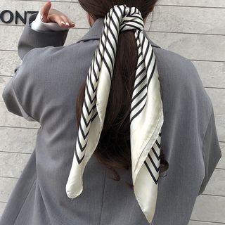 Striped Square Scarf Black & White - One Size