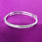 925 Sterling Silver Embossed Bangle Gypsophila - One Size