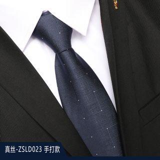 Genuine Silk Dotted Neck Tie Zsld023 - Black - One Size