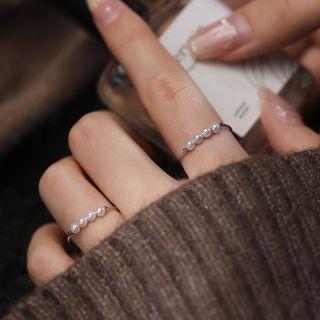 Faux Pearl Open Ring White - One Size