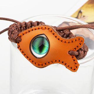 Glass Bead Genuine Leather Fish Bracelet Yellow - One Size