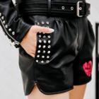 Sequined Faux Leather Shorts