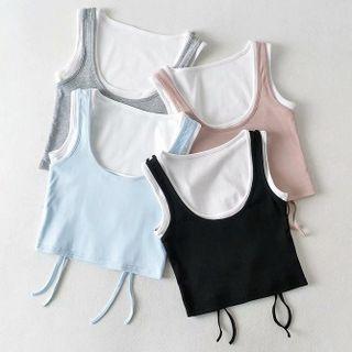 Mock Two-piece Drawstring Tank Top