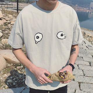 Eyes Applique Short Sleeve T-shirt