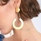 Open Hoop Dangle Earring 1 Pair - 925 Silver - Gold - One Size