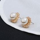 Faux Pearl Earring 1 Pair - Gold & White - One Size