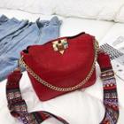 Set: Croc Grain Crossbody Bag + Pouch