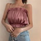 Ruffled Cropped Camisole Top As Shown In Figure - One Size