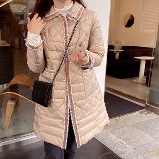 Tweed-trim Dock Down Padded Jacket