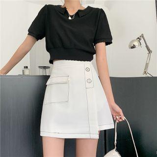 High-waist Two Tone A-line Mini Skirt