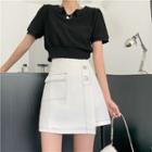 High-waist Two Tone A-line Mini Skirt