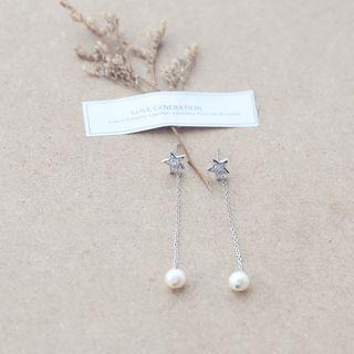 Star Freshwater Pearl Drop Earrings