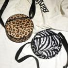 Zebra / Leopard Print Furry Round Crossbody Bag