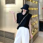 Plain Loose-fit Sleeveless Polo-shirt