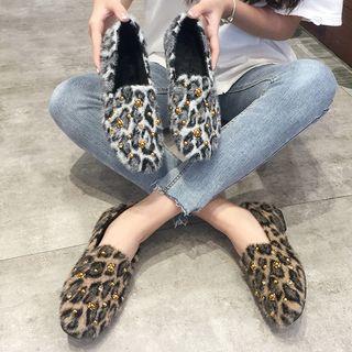 Beaded Leopard Print Loafers