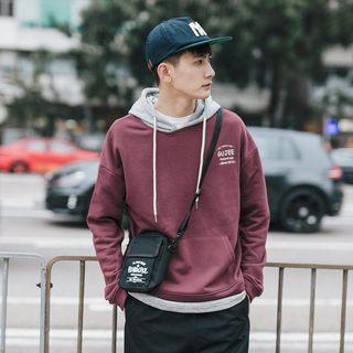 Embroidered Mock Two-piece Long-sleeve Hoodie