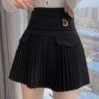 Lettering Charm Pleated Mini A-line Skirt