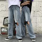 Couple Matching Distressed Straight Leg Jeans