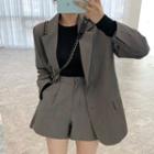 Two Button Blazer / High Waist Plain Shorts