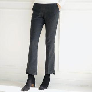 Asymmetric-hem Straight-leg Dress Pants