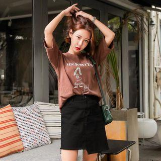 Hidden Band-waist Frayed Asymmetric-hem Mini Skirt