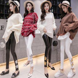 Faux Leather Star Pattern Leggings