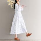 V-neck Floral A-line Midi Dress