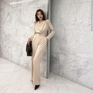 Cowl-neck Stripe Jumpsuit