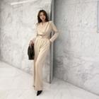Cowl-neck Stripe Jumpsuit