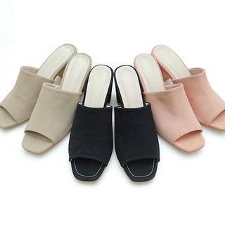 Chunky-heel Faux-suede Mules