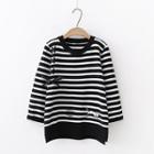 Stripe Embroidered Knit Pullover