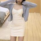 Spaghetti Strap Mini Dress / Cropped Cardigan