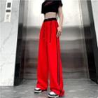 High Waist Striped Contrast Trim Loose-fit Sweatpants