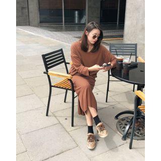 Knit Top & Long Skirt & Wide Pants Set